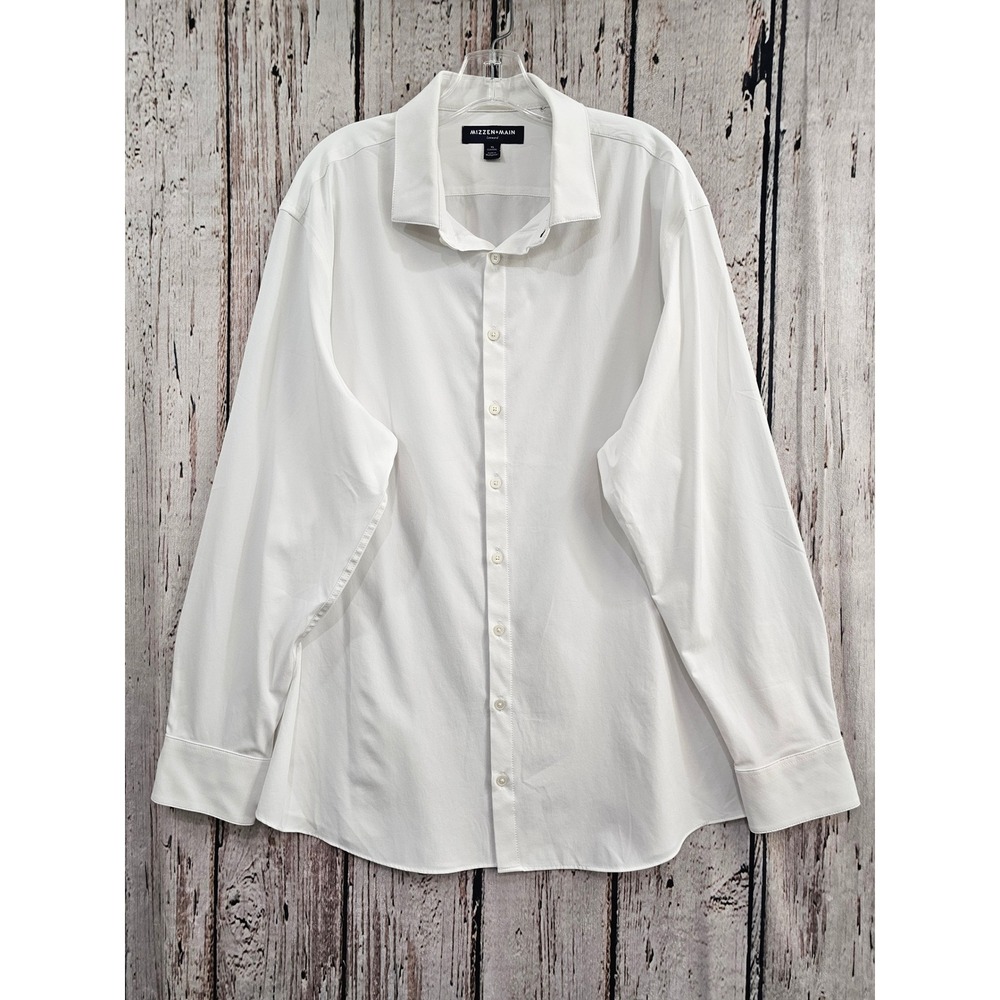 Mizzen and Main Leeward Dress Shirt Mens XL White Classic Fit Performance